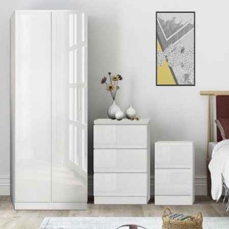 white high gloss 3 piece bedroom furniture set - iqgb uk
