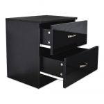 Chilton Black High Gloss 2 Drawer Bedside Cabinet Table 2