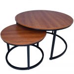 Industrial-Style-Walnut-Round-Set-Of-2-Coffee-Table